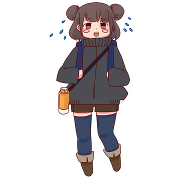 卡通手绘登山女孩