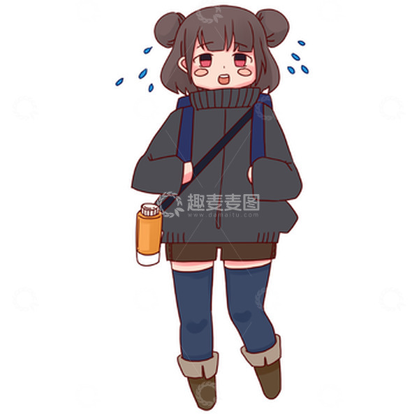 源文件下载【趣麦麦图】卡通手绘登山女孩