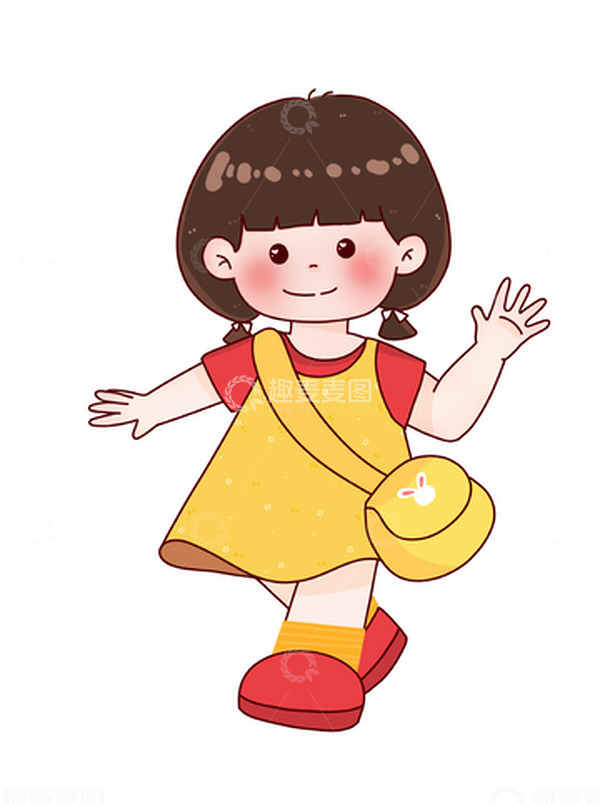 源文件下载【趣麦麦图】-卡通女孩上学元素