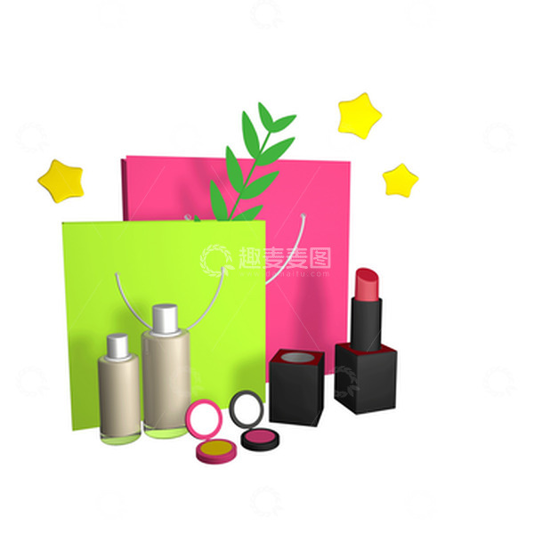 源文件下载【趣麦麦图】夏天美妆护肤购物小元素