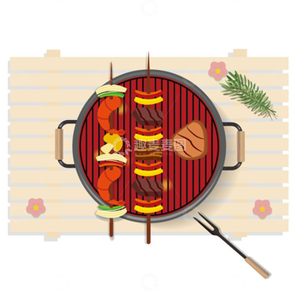 源文件下载【趣麦麦图】烧烤手绘插画