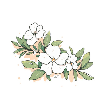 栀子花矢量插画