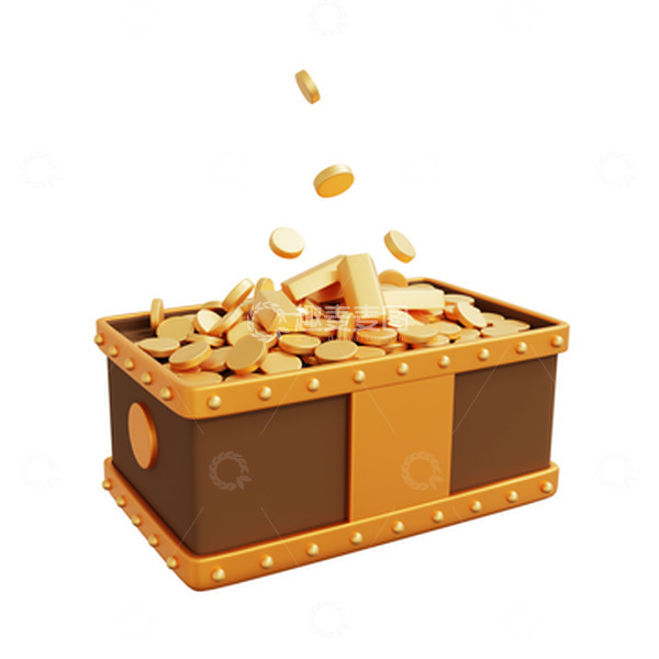 源文件下载【趣麦麦图】3D金币黄金宝箱