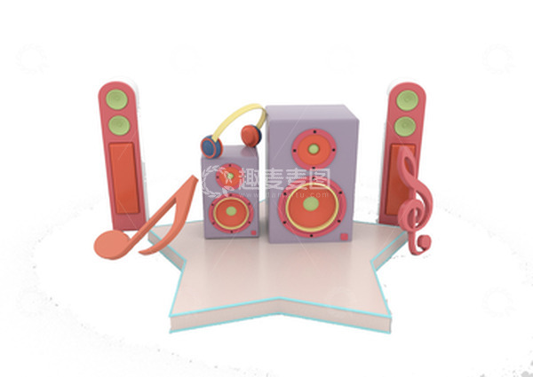 源文件下载【趣麦麦图】c4d卡通音响舞台