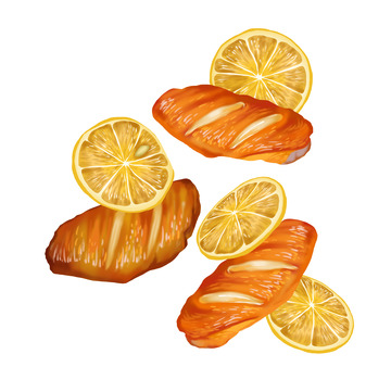 烧烤柠檬烤翅鸡翅中