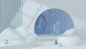 C4D浅蓝色清新简约立体海报背景图
