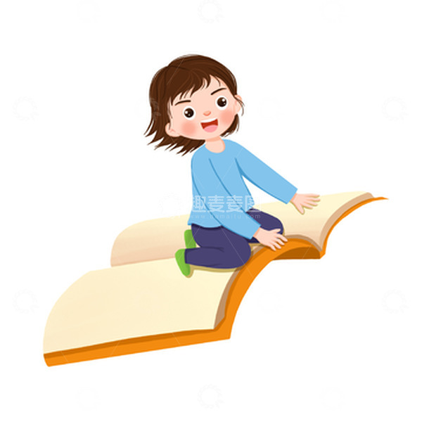 源文件下载【趣麦麦图】-暑假假期阅读学习女孩