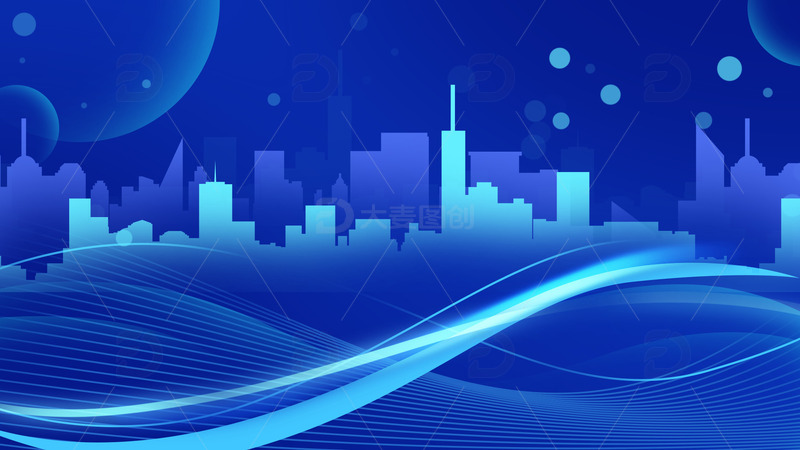 源文件下载【趣麦麦图】蓝色电商可视化科技商务线条装饰背景