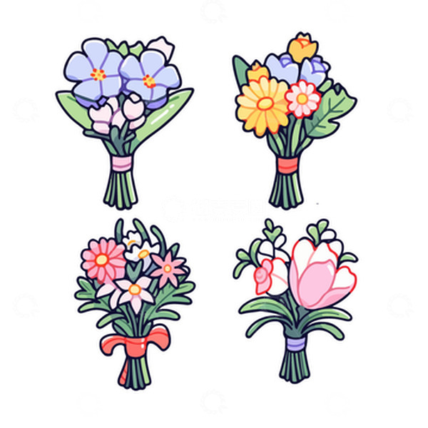 源文件下载【趣麦麦图】花束矢量插画icon