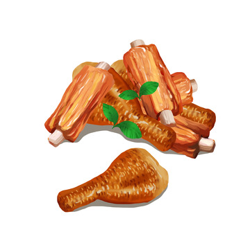 烧烤烤排骨烤鸡腿