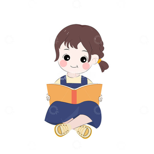 读书女孩卡通图