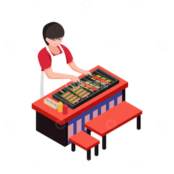 源文件下载【趣麦麦图】-烧烤烤串人物元素