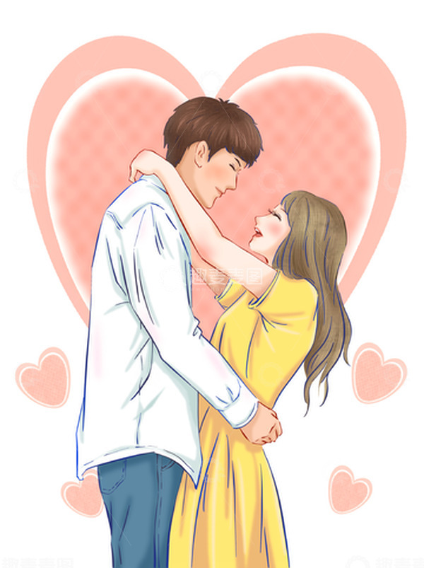 源文件下载【趣麦麦图】手绘七夕浪漫情侣约会拥抱情人节元素