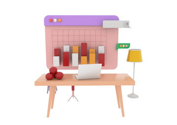 c4d办公场景桌子