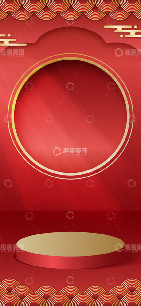 源文件下载【趣麦麦图】红色海报直播间展台背景