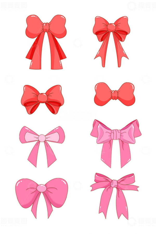 源文件下载【趣麦麦图】-卡通粉红色反光蝴蝶结矢量元素