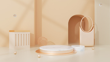 C4D简约浅色极简家居立体海报背景