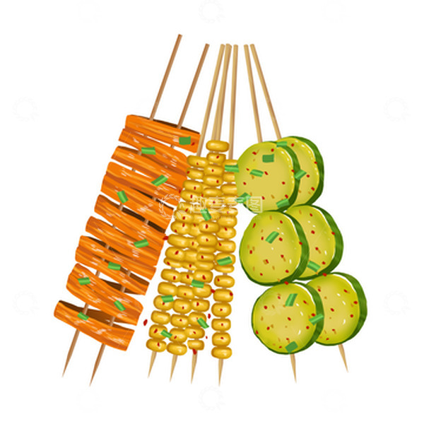 源文件下载【趣麦麦图】烧烤黄瓜片玉米粒香干子