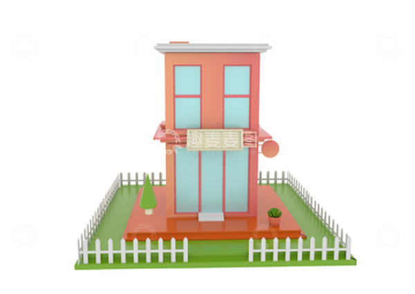 源文件下载【趣麦麦图】c4d卡通房子设计