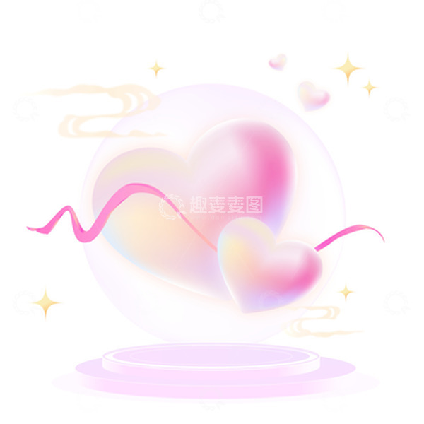 源文件下载【趣麦麦图】粉色浪漫唯美七夕爱情爱心装饰图标元素