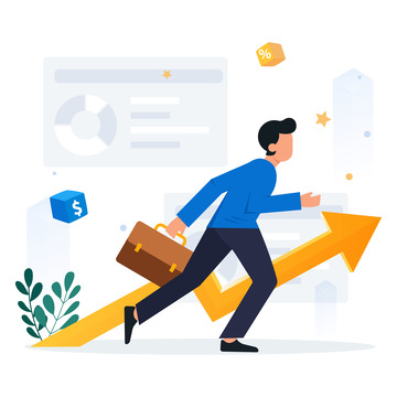 蓝色几何扁平化商务互联网人物装饰插画元素