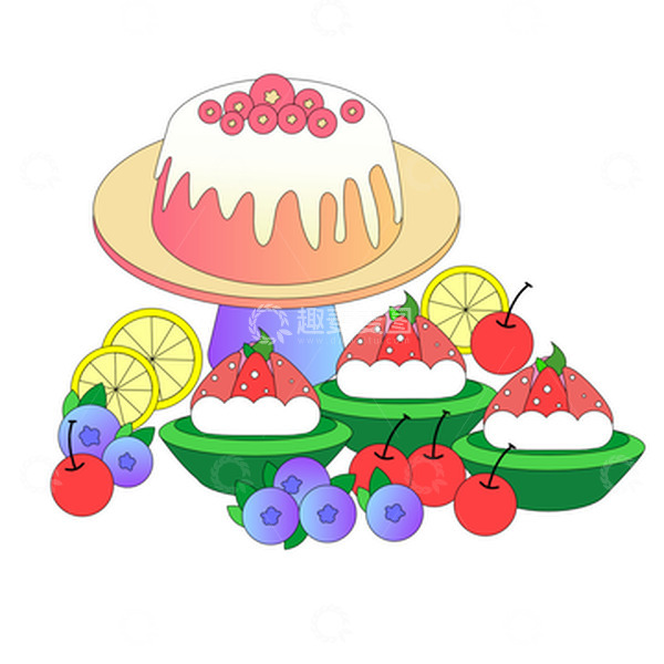 源文件下载【趣麦麦图】蛋糕甜点水果元素