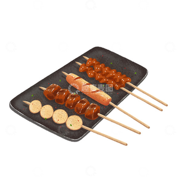 源文件下载【趣麦麦图】烧烤手绘肌理插画