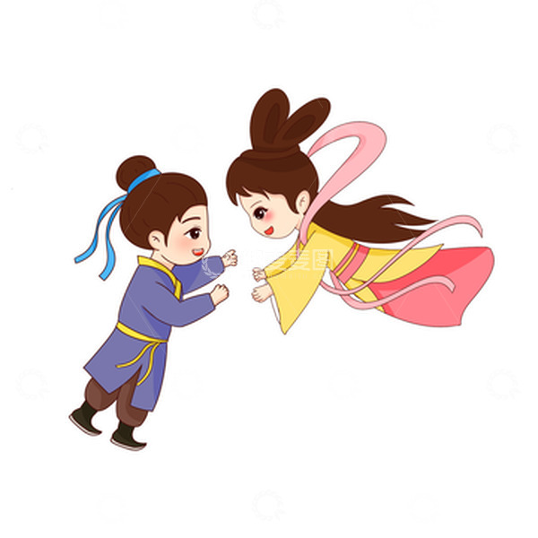 源文件下载【趣麦麦图】手绘牛郎织女七夕卡通人物元素