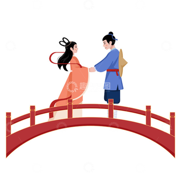 源文件下载【趣麦麦图】七夕牛郎织女鹊桥相会