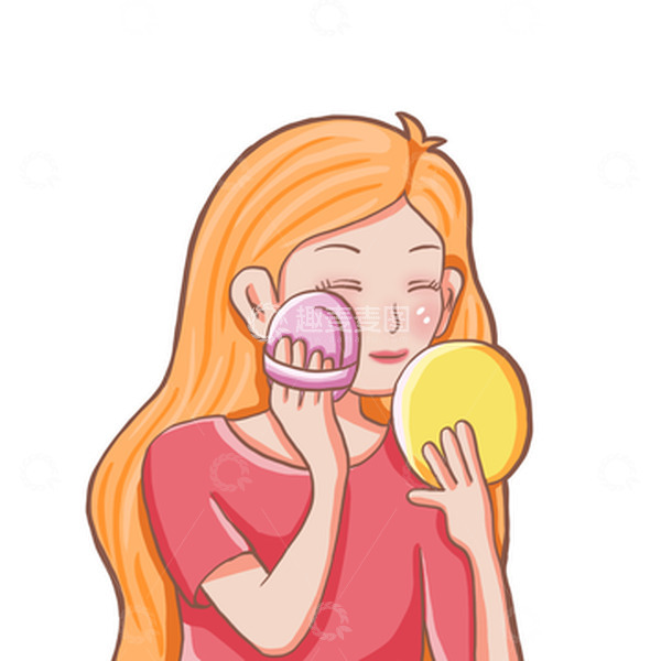 源文件下载【趣麦麦图】美女美妆护肤花瓣手绘插画