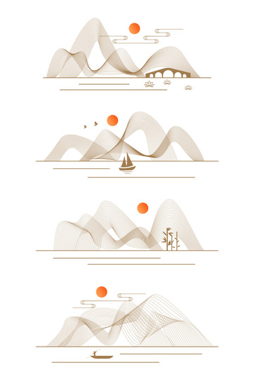 古风山水矢量元素