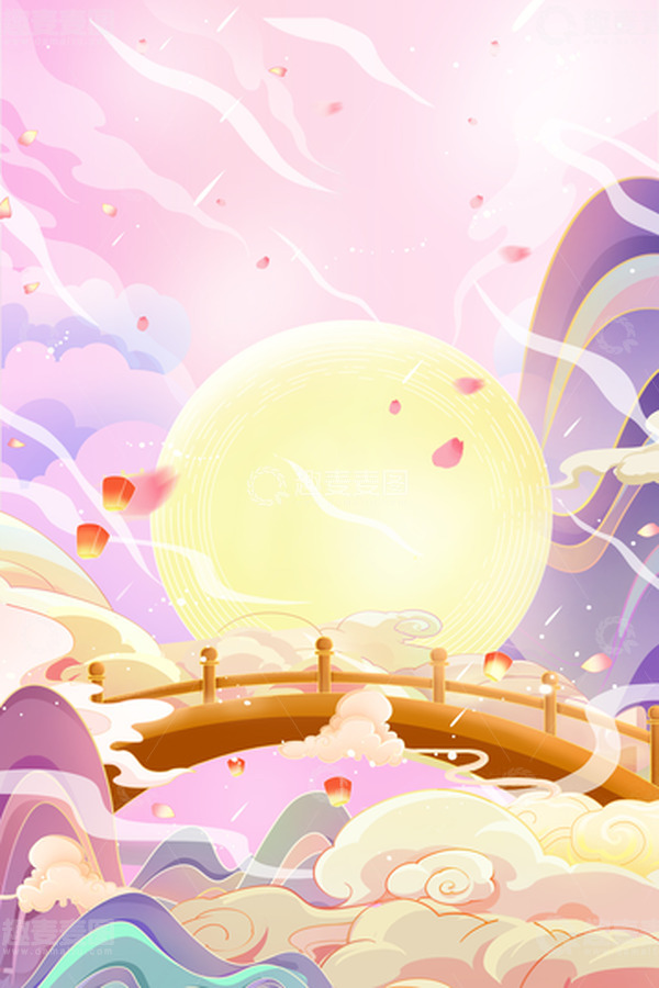 源文件下载【趣麦麦图】七夕古风插画背景海报
