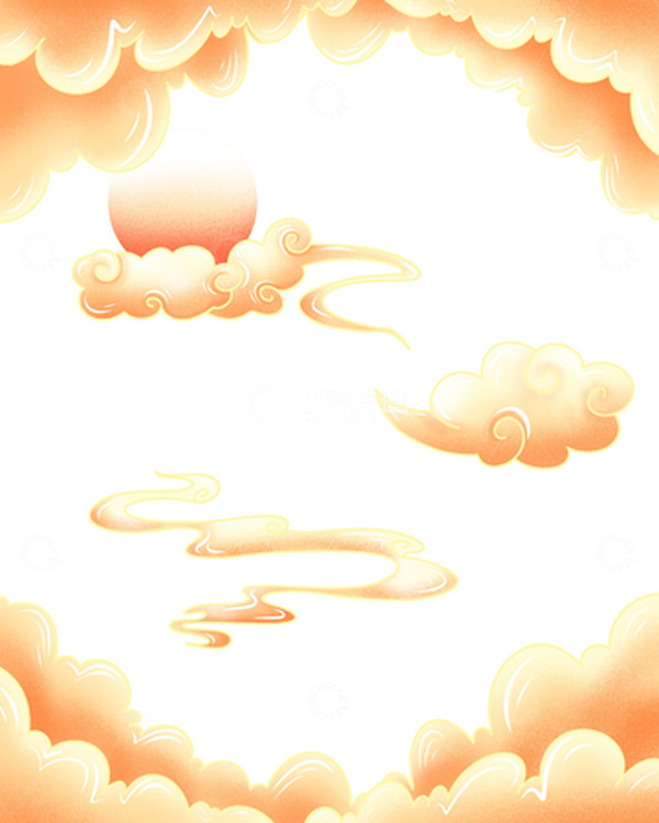 源文件下载【趣麦麦图】国潮云朵云雾插画手绘元素