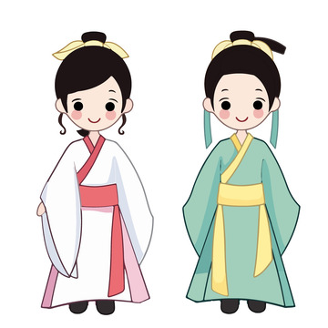 穿汉服的人插画