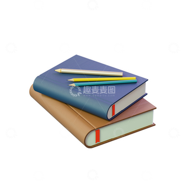 源文件下载【趣麦麦图】3D立体记事本和签字笔书本铅笔文具模型