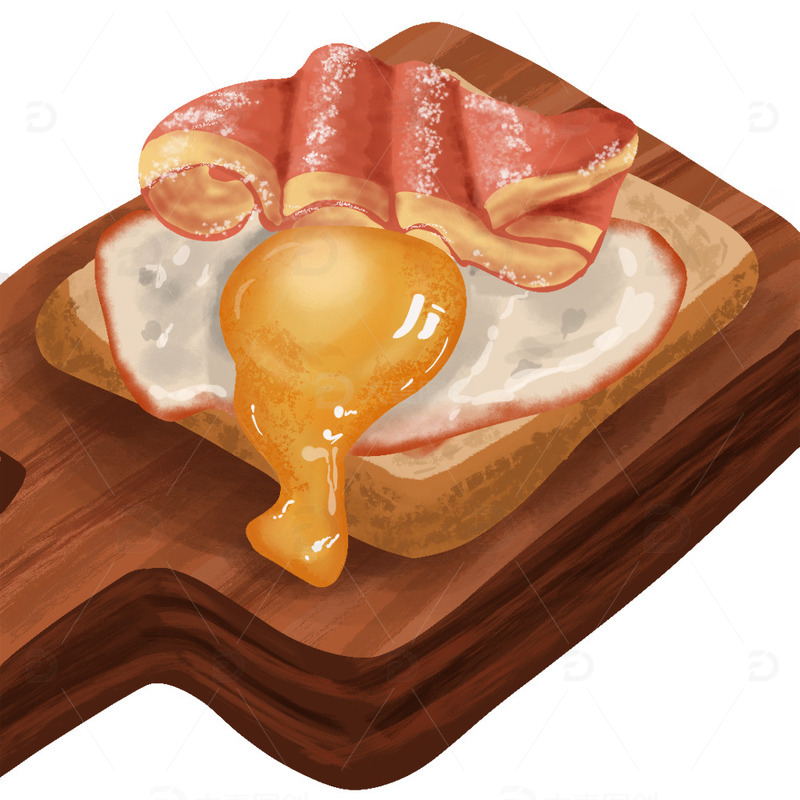 源文件下载【趣麦麦图】早餐 插画 培根煎蛋 吐司 美食