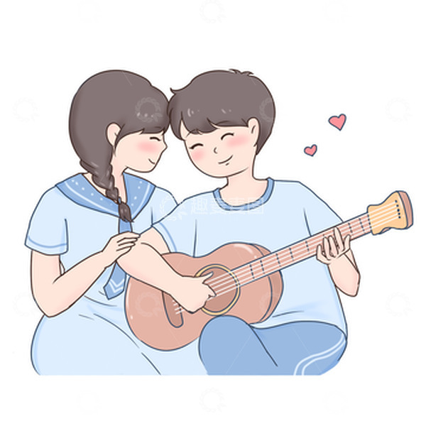 源文件下载【趣麦麦图】七夕情人节告白情歌情侣弹吉他