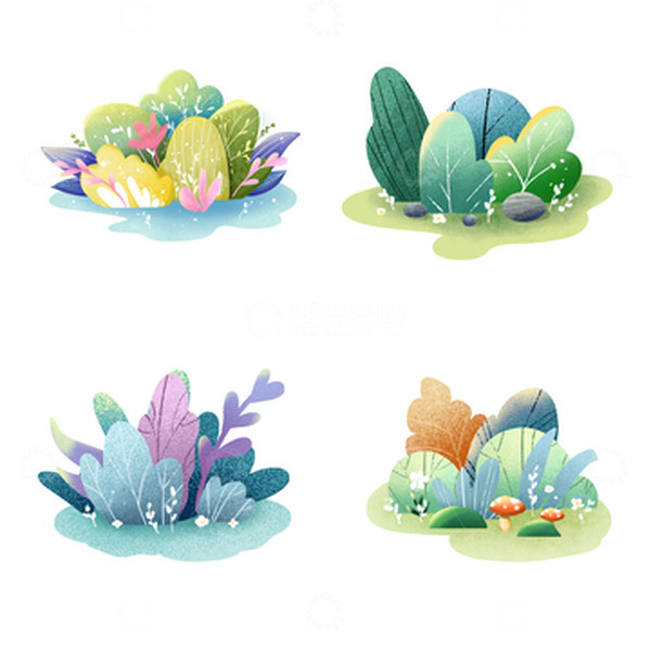 源文件下载【趣麦麦图】扁平肌理风植物素材