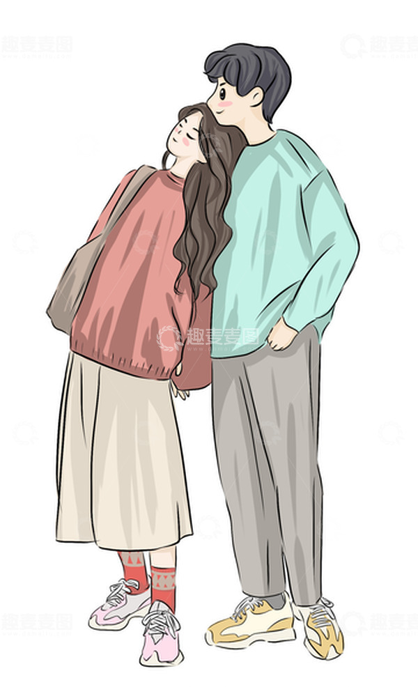 源文件下载【趣麦麦图】七夕小情侣双人手绘元素