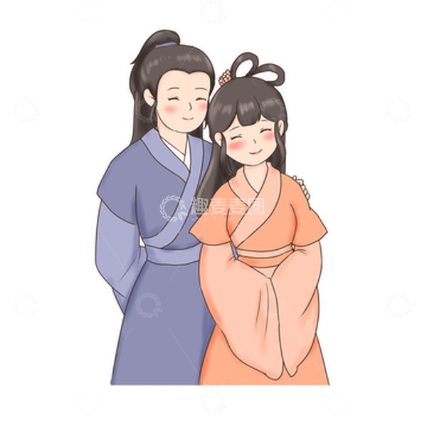 源文件下载【趣麦麦图】七夕古风情侣牛郎织女