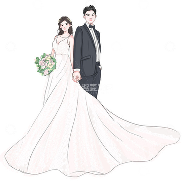 源文件下载【趣麦麦图】七夕情人节情侣人物手绘元素