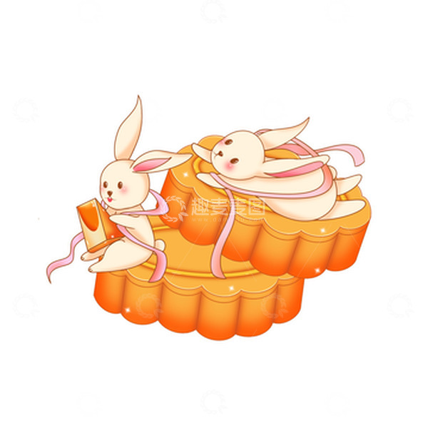 源文件下载【趣麦麦图】手绘玉兔月饼中秋元素