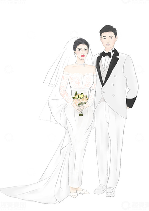 源文件下载【趣麦麦图】七夕情人节人物手绘元素