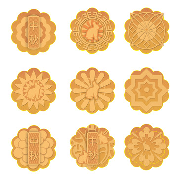 月饼花纹形状元素