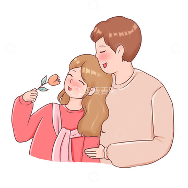 源文件下载【趣麦麦图】七夕情侣浪漫送花情人节
