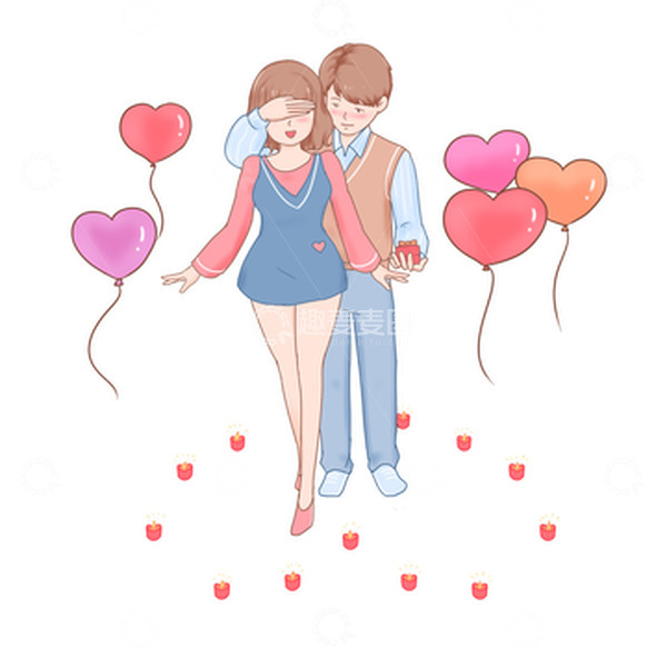 源文件下载【趣麦麦图】七夕浪漫情侣告白气球惊喜求婚元素