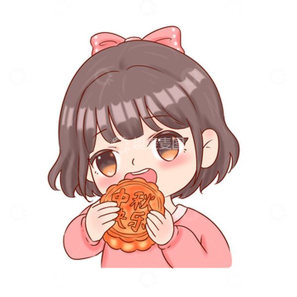 源文件下载【趣麦麦图】中秋节吃月饼人物