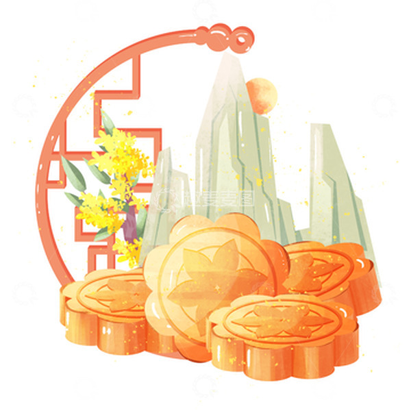 源文件下载【趣麦麦图】简约复古中秋节金秋月饼