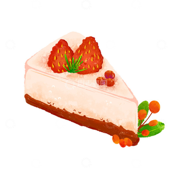 源文件下载【趣麦麦图】草莓蛋糕插画