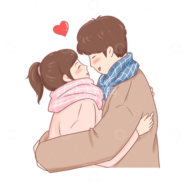 源文件下载【趣麦麦图】七夕小情侣浪漫拥抱元素